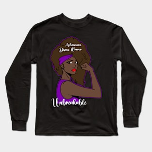 Afro Girl Autoimmune Disease Warrior Unbreakable Long Sleeve T-Shirt